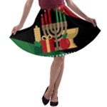 diagonal stripe Happy Kwanzaa A-line Skater Skirt