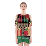 diagonal stripe Happy Kwanzaa Shoulder Cutout One Piece