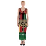 diagonal stripe Happy Kwanzaa Fitted Maxi Dress