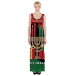 diagonal stripe Happy Kwanzaa Maxi Thigh Split Dress