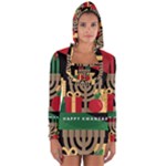 diagonal stripe Happy Kwanzaa Long Sleeve Hooded T-shirt