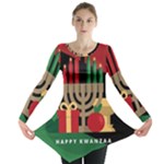 diagonal stripe Happy Kwanzaa Long Sleeve Tunic 