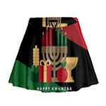 diagonal stripe Happy Kwanzaa Mini Flare Skirt