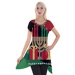 diagonal stripe Happy Kwanzaa Short Sleeve Side Drop Tunic