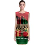 diagonal stripe Happy Kwanzaa Sleeveless Velvet Midi Dress