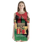 diagonal stripe Happy Kwanzaa Shoulder Cutout Velvet One Piece