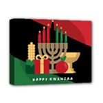 diagonal stripe Happy Kwanzaa Deluxe Canvas 14  x 11  (Stretched)