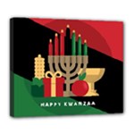 diagonal stripe Happy Kwanzaa Deluxe Canvas 24  x 20  (Stretched)