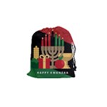 diagonal stripe Happy Kwanzaa Drawstring Pouch (Small)