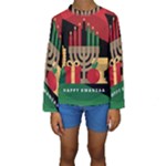 diagonal stripe Happy Kwanzaa Kids  Long Sleeve Swimwear