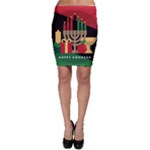 diagonal stripe Happy Kwanzaa Bodycon Skirt