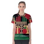 diagonal stripe Happy Kwanzaa Women s Cotton Tee