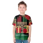 diagonal stripe Happy Kwanzaa Kids  Cotton Tee