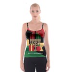 diagonal stripe Happy Kwanzaa Spaghetti Strap Top