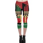 diagonal stripe Happy Kwanzaa Capri Leggings 