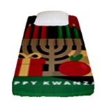 diagonal stripe Happy Kwanzaa Fitted Sheet (Single Size)