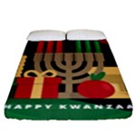 diagonal stripe Happy Kwanzaa Fitted Sheet (Queen Size)