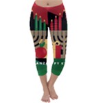 diagonal stripe Happy Kwanzaa Capri Winter Leggings 