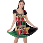 diagonal stripe Happy Kwanzaa Cap Sleeve Dress