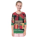 diagonal stripe Happy Kwanzaa Kids  Quarter Sleeve Raglan Tee