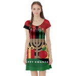 diagonal stripe Happy Kwanzaa Short Sleeve Skater Dress