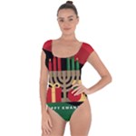 diagonal stripe Happy Kwanzaa Short Sleeve Leotard 