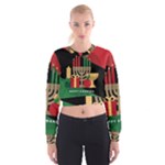 diagonal stripe Happy Kwanzaa Cropped Sweatshirt