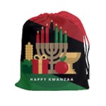 diagonal stripe Happy Kwanzaa Drawstring Pouch (XXL)