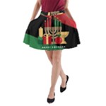 diagonal stripe Happy Kwanzaa A-Line Pocket Skirt