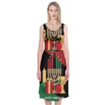 diagonal stripe Happy Kwanzaa Midi Sleeveless Dress