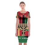 diagonal stripe Happy Kwanzaa Classic Short Sleeve Midi Dress