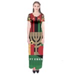 diagonal stripe Happy Kwanzaa Short Sleeve Maxi Dress