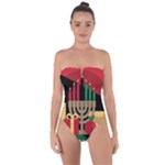 diagonal stripe Happy Kwanzaa Tie Back One Piece Swimsuit