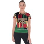 diagonal stripe Happy Kwanzaa Short Sleeve Sports Top 