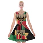 diagonal stripe Happy Kwanzaa Velvet Skater Dress