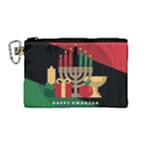 diagonal stripe Happy Kwanzaa Canvas Cosmetic Bag (Medium) (1595)