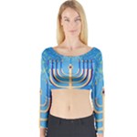 Hanukkah Menorah Long Sleeve Crop Top