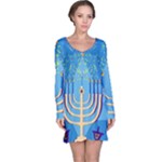 Hanukkah Menorah Long Sleeve Nightdress