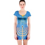 Hanukkah Menorah Short Sleeve Bodycon Dress