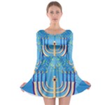 Hanukkah Menorah Long Sleeve Skater Dress