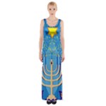 Hanukkah Menorah Maxi Thigh Split Dress