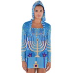 Hanukkah Menorah Long Sleeve Hooded T-shirt