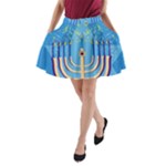 Hanukkah Menorah A-Line Pocket Skirt