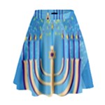 Hanukkah Menorah High Waist Skirt