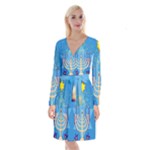 Hanukkah Menorah Long Sleeve Velvet Front Wrap Dress