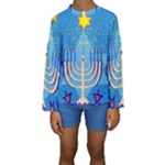 Hanukkah Menorah Kids  Long Sleeve Swimwear