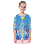 Hanukkah Menorah Kids  Quarter Sleeve Raglan Tee