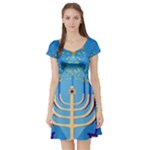 Hanukkah Menorah Short Sleeve Skater Dress