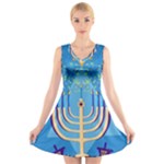 Hanukkah Menorah V-Neck Sleeveless Dress