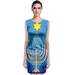 Hanukkah Menorah Sleeveless Velvet Midi Dress